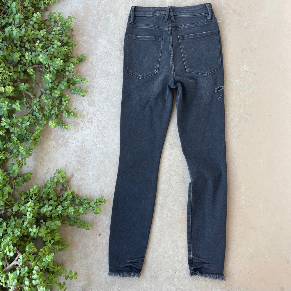 Good American Good Curve Black Distressed Jeans - Picture 3 of 7